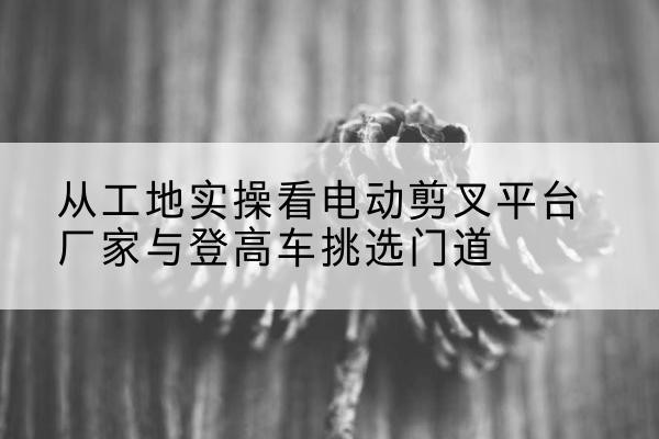 镇江电动剪叉升降平台厂家-从工地实操看电动剪叉平台厂家与登高车挑选门道
